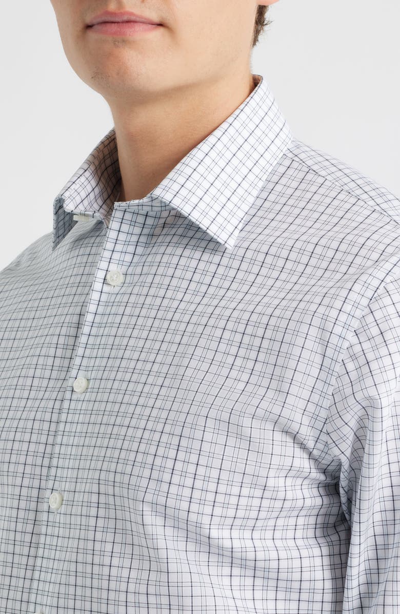 Nordstrom Trim Fit Check Non Iron Cotton Dress Shirt, Alternate, color, Blue Danilo Stripe