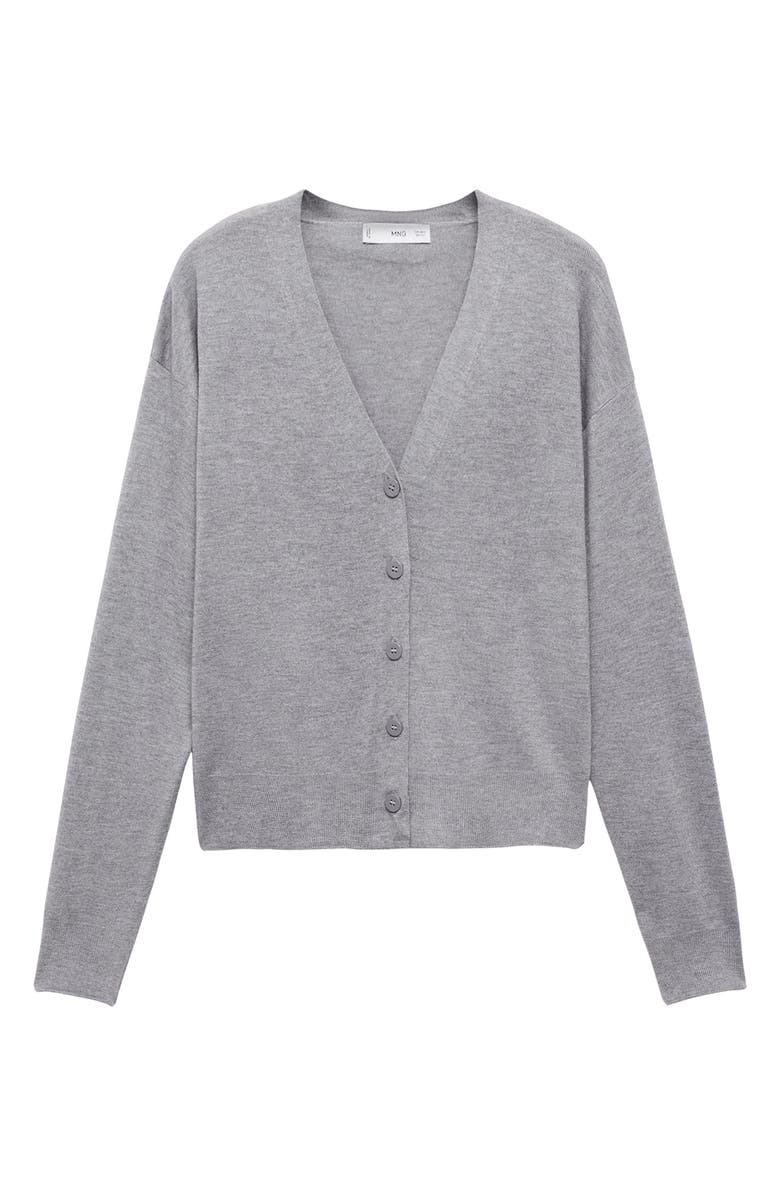 MANGO V-Neck Cardigan, Alternate, color, Light Heather Grey
