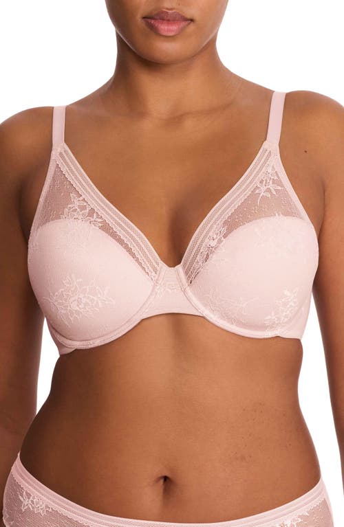 Natori Love Lace Underwire Full Coverage Plunge Bra in Pink Pearl/Warm White at Nordstrom, Size 36D