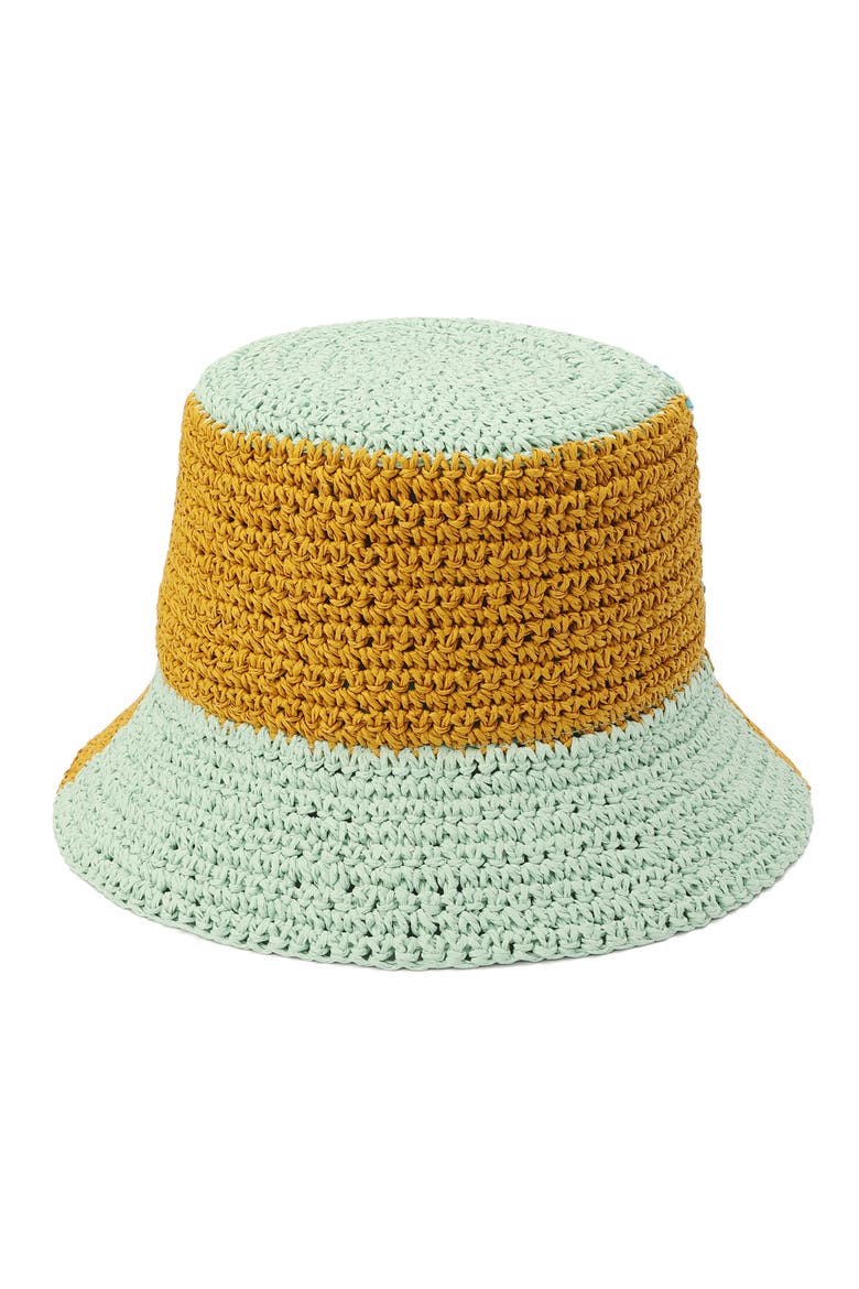 Colorblock Raffia Bucket Hat, Alternate, color, MINT LEAF