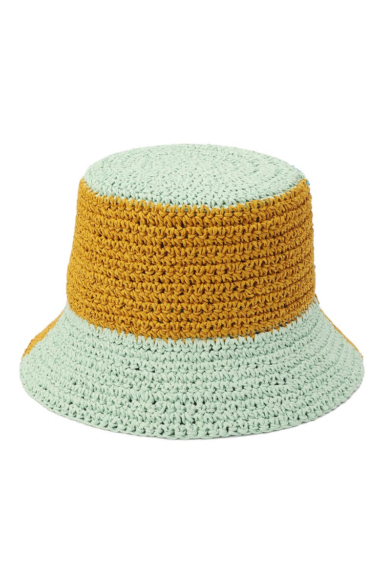 Kurt Geiger London Colorblock Raffia Bucket Hat, Alternate, color, 