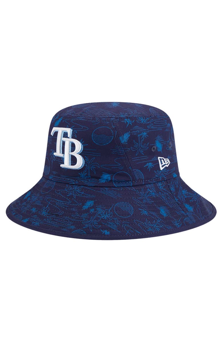 New Era Youth New Era  Navy Tampa Bay Rays 2025 Spring Training All Over Print Bucket Hat, Main, color, Navy