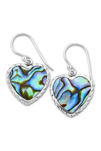 SAMUEL B. Sterling Silver Abalone Heart Drop Earrings