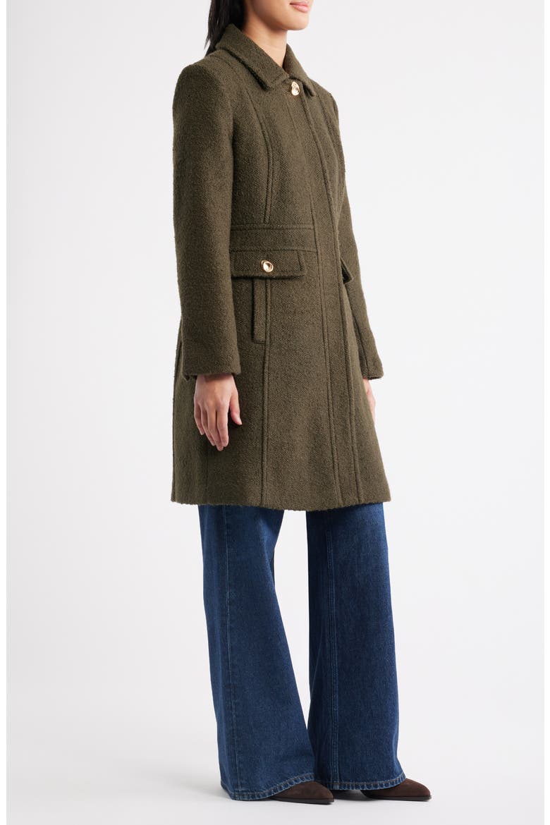Inset Waist Bouclé Coat, Alternate, color, LODEN