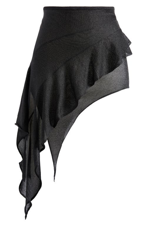 Shop Lioness Palisade Layered Asymmetric Miniskirt In Onyx