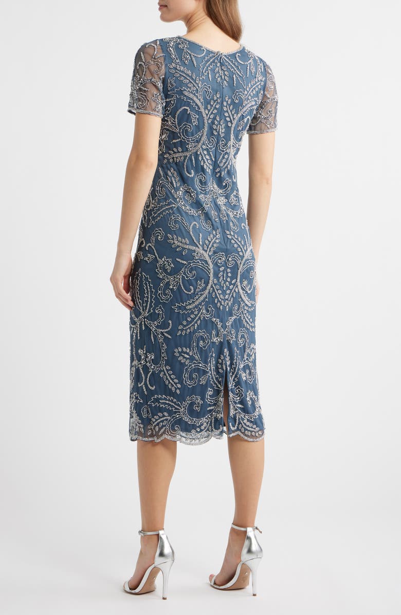 Pisarro Nights Embellished Illusion Neck Cocktail Dress, Alternate, color, Grey