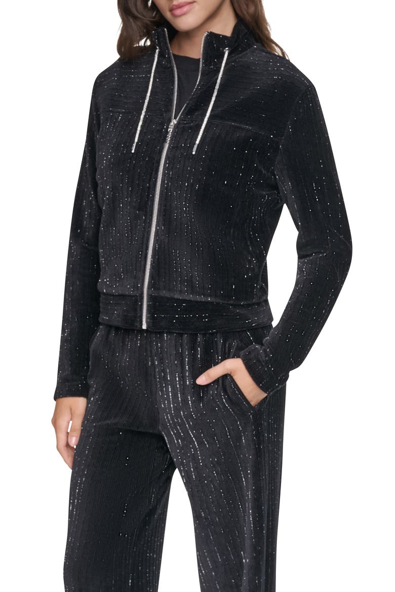 Metallic Track Jacket, Main, color, BLACK