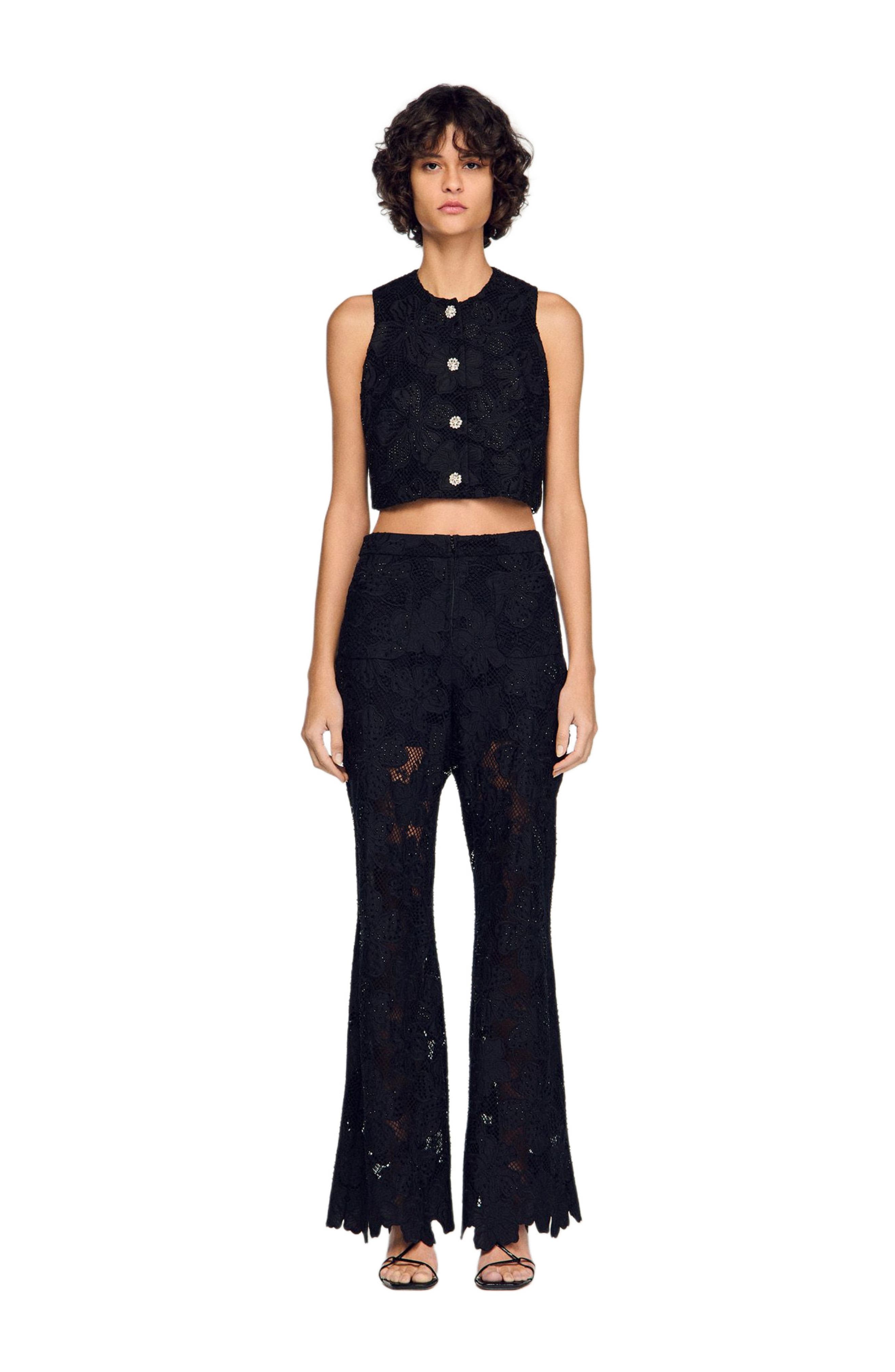 Embroidered guipure crop top - image 2