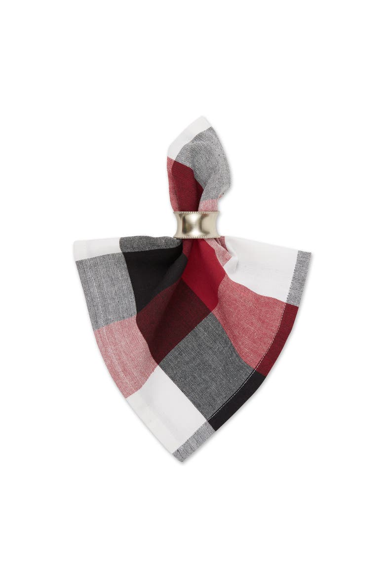 Tri Color Check Napkin Set/6, Alternate, color, Cardinal Red