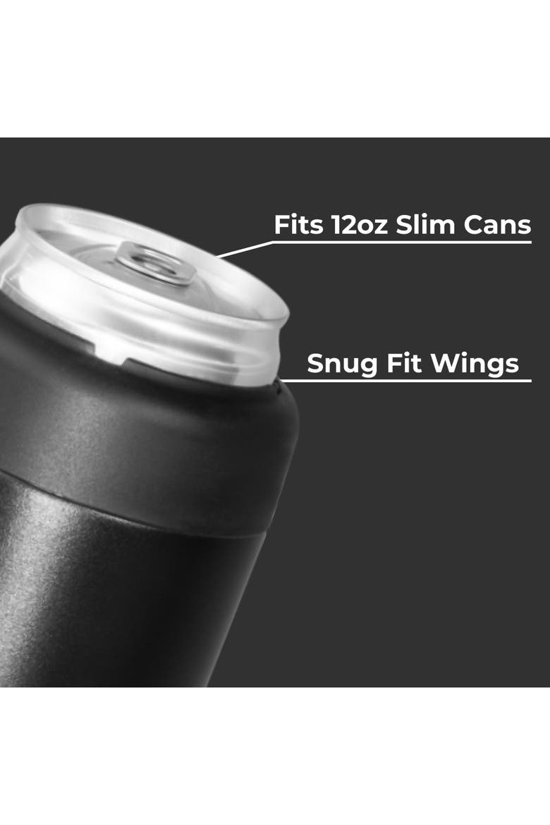Slim Can Cooler 12oz, Insulated Stainless Steel Cup with Screw-Top Ring & Non-Slip Rubber Base, Alternate, color, Black
