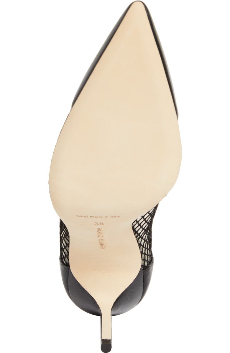 Manolo Blahnik Capcourme Mesh & Leather Pump, Alternate, color, Black