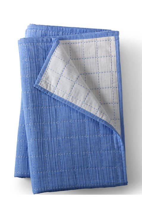 Essential Cotton Windowpane Reversible Bed Blanket
