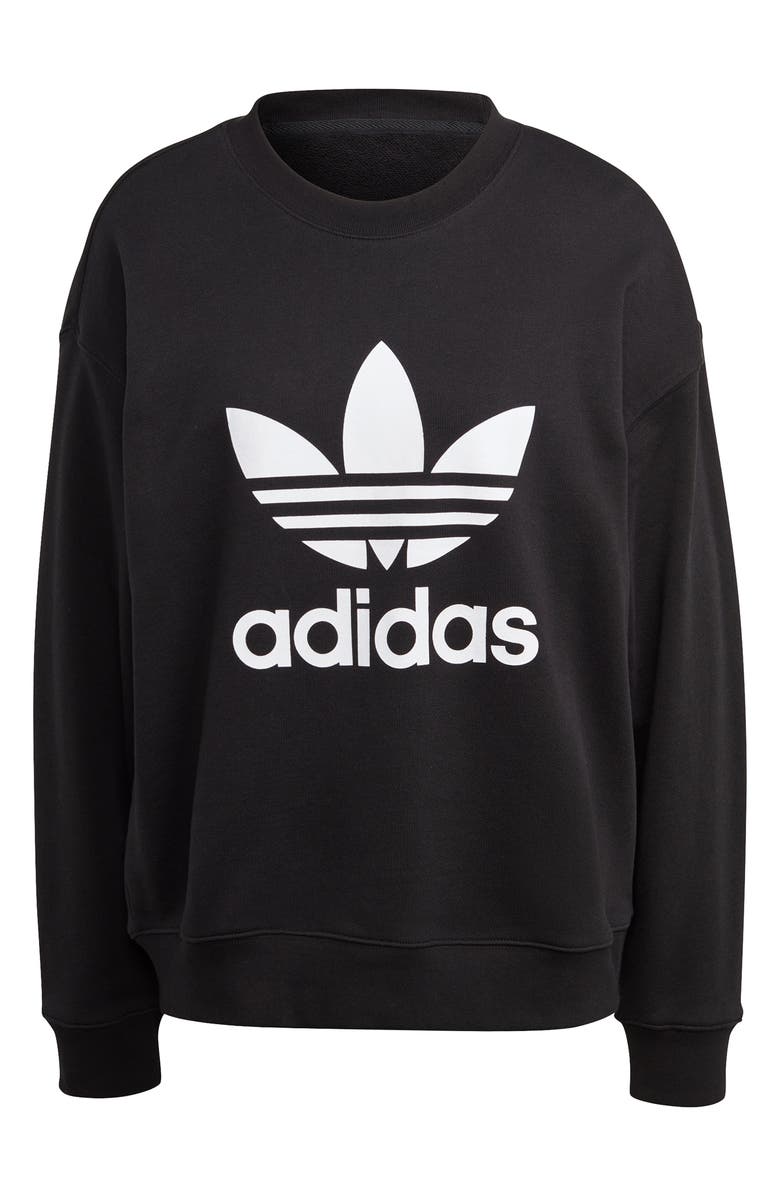 adidas Trefoil Logo Crewneck Cotton Sweatshirt, Alternate, color, 