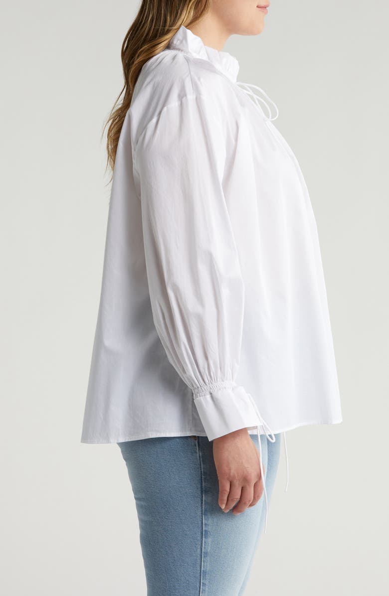 HARSHMAN Tie Neck Poplin Top, Alternate, color,