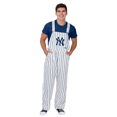 Men's FOCO  White New York Yankees Pinstripe Bib Overalls