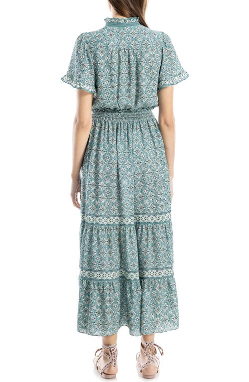 MAX STUDIO MAX STUDIO SMOCKED FLUTTER SLEEVE MAXI DRESS 