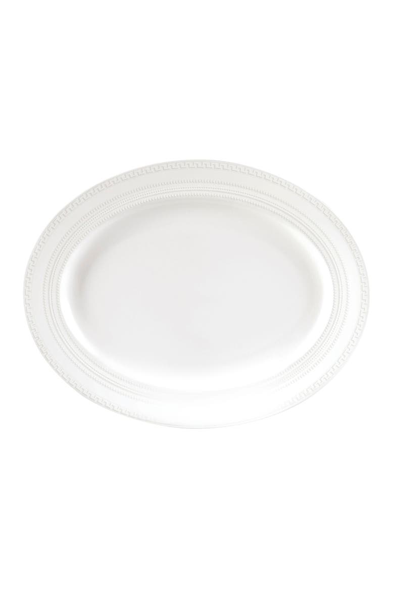 Intaglio Oval Bone China Platter, Main, color, WHITE
