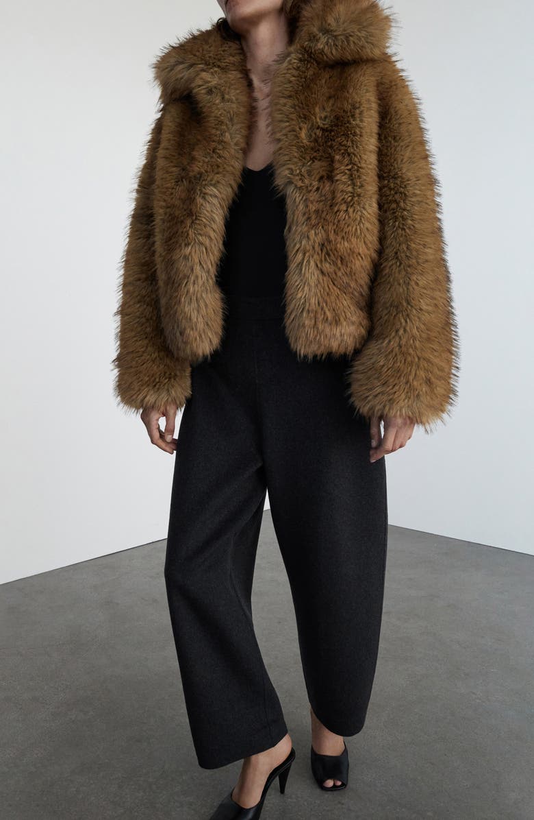 MANGO Selection Wool Blend Balloon Pants, Alternate, color, Gray