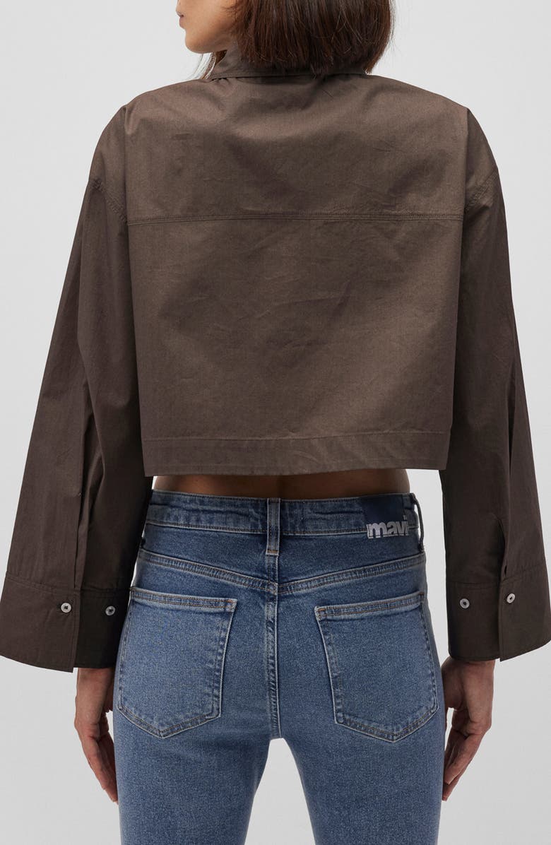 Mavi Jeans Bell Sleeve Crop Cotton Button-Up Shirt, Alternate, color, 