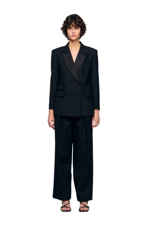 Sandro Tuxedo Jacket With Satin Collar In Black