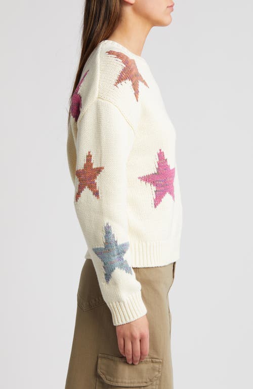 Rails Zoey Star Intarsia Cotton Blend Sweater In Ivory Rainbow Stars