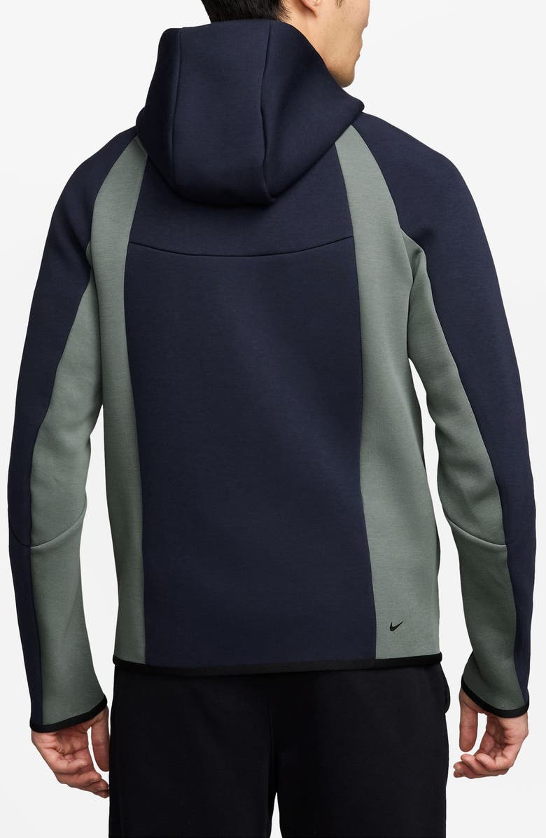 Nike Tech Colorblock Full Zip Fleece Windrunner Jacket, Alternate, color, Obsidian/ Clay Green