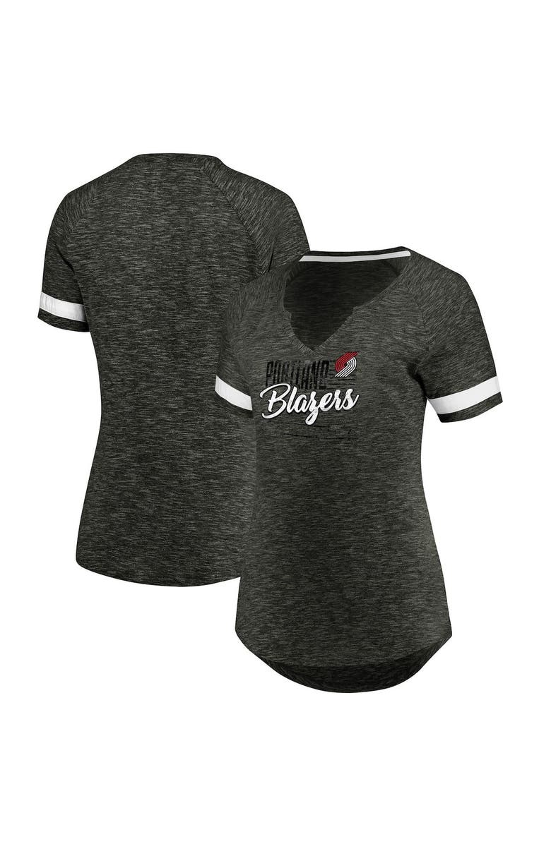 FANATICS Women's Fanatics Branded Gray/White Portland Trail Blazers Showtime Winning With Pride Notch Neck T-Shirt, Main, color, 