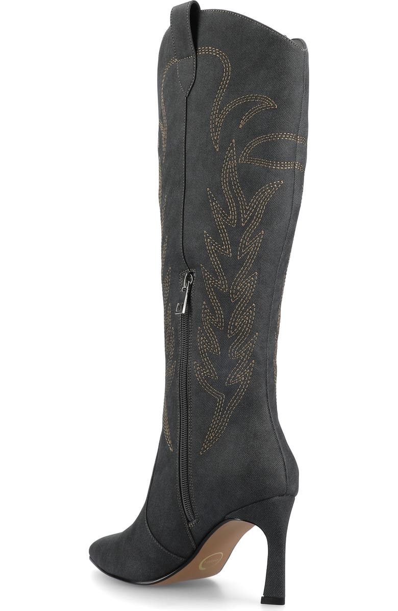 Journee Collection Laramie Knee High Western Boot, Alternate, color, Charcoal
