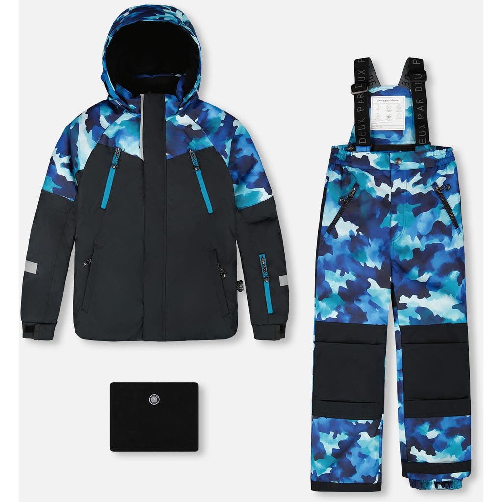 Deux Par Deux Boy Two-piece Play Snowsuit In Blue