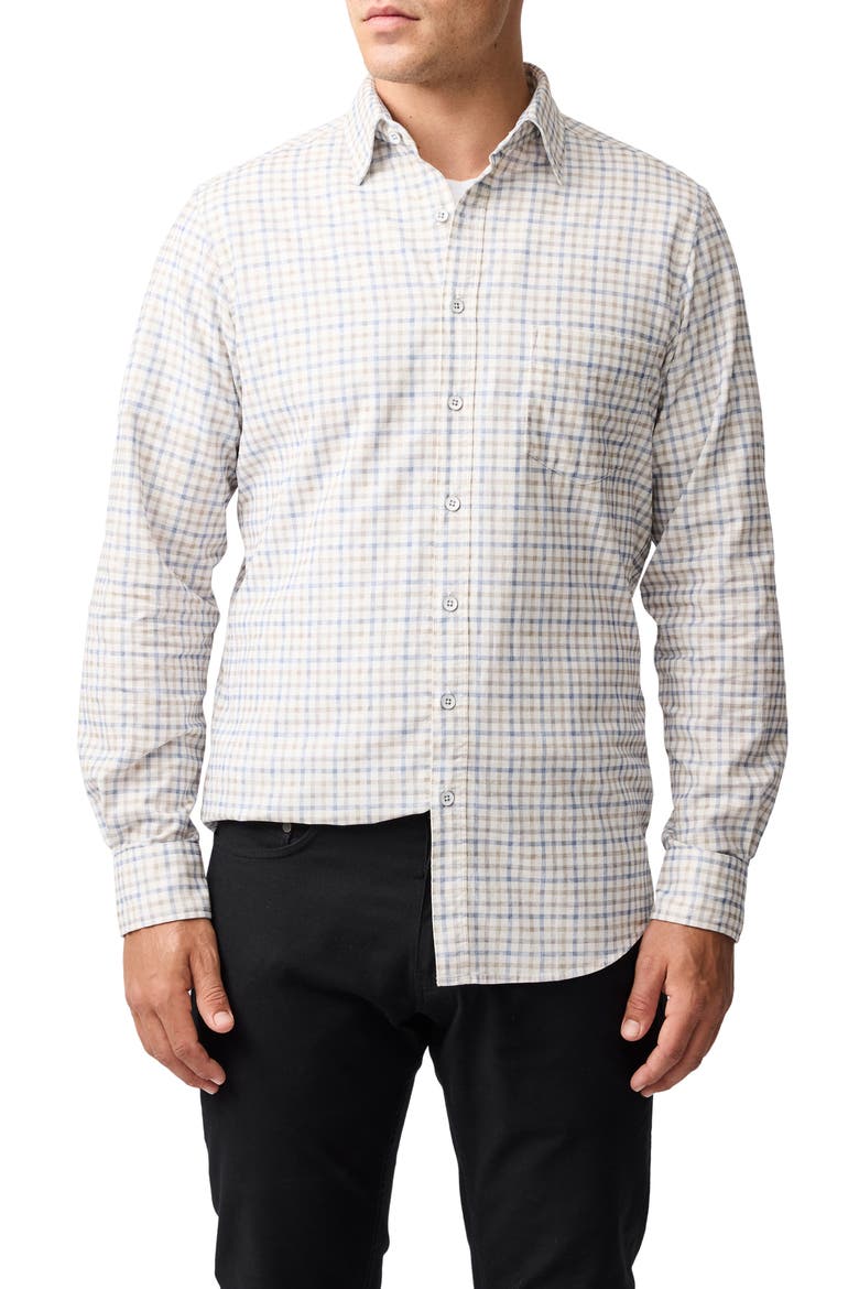Fox Street Long Sleeve Trim Fit Cotton Button-Up Shirt, Main, color, RIVER