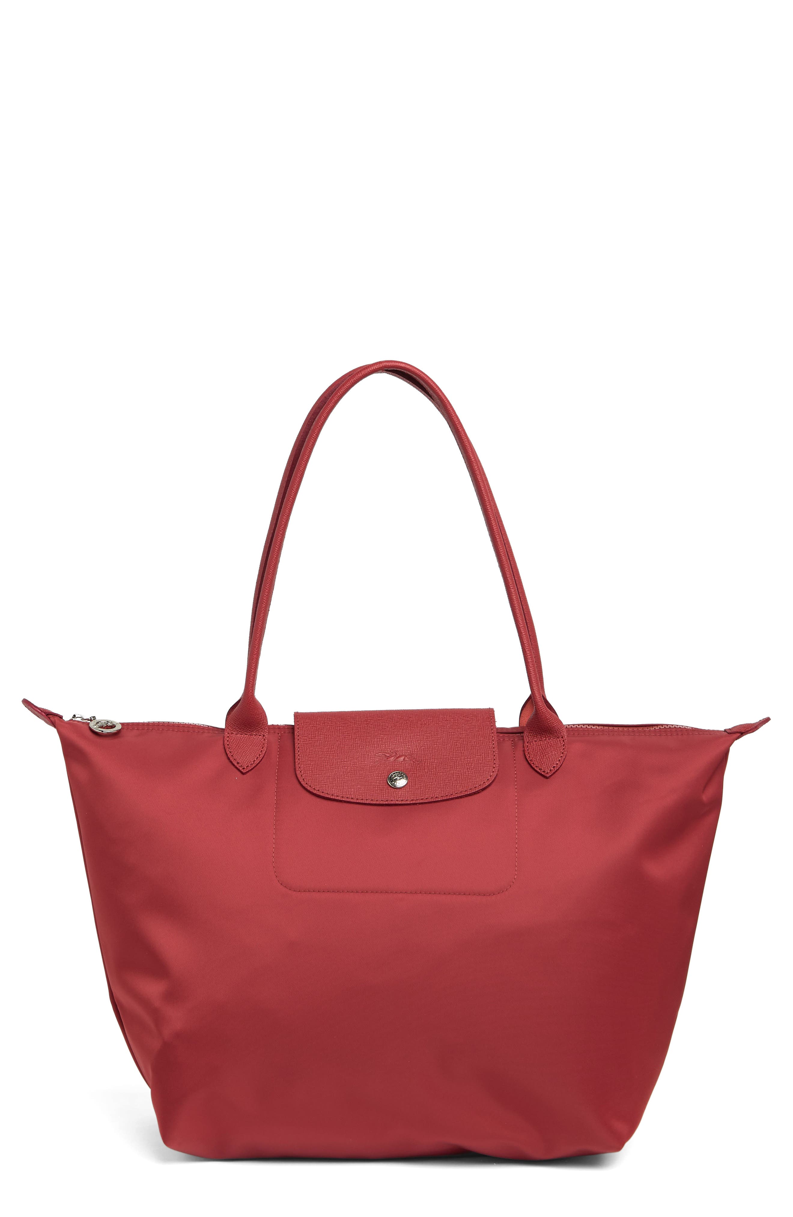 Longchamp Le Pliage Leather Trimmed Shoulder Tote, Main, color, 