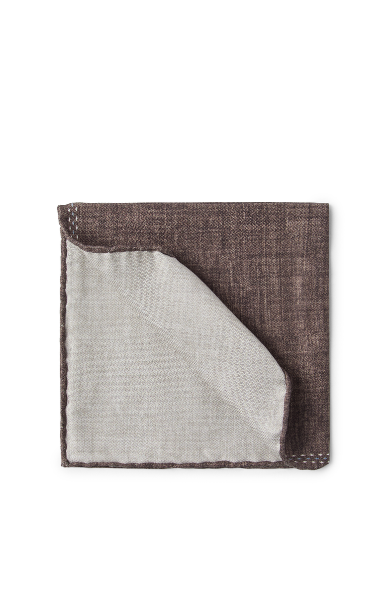 Brunello Cucinelli Silk pocket square, Main, color, Brown