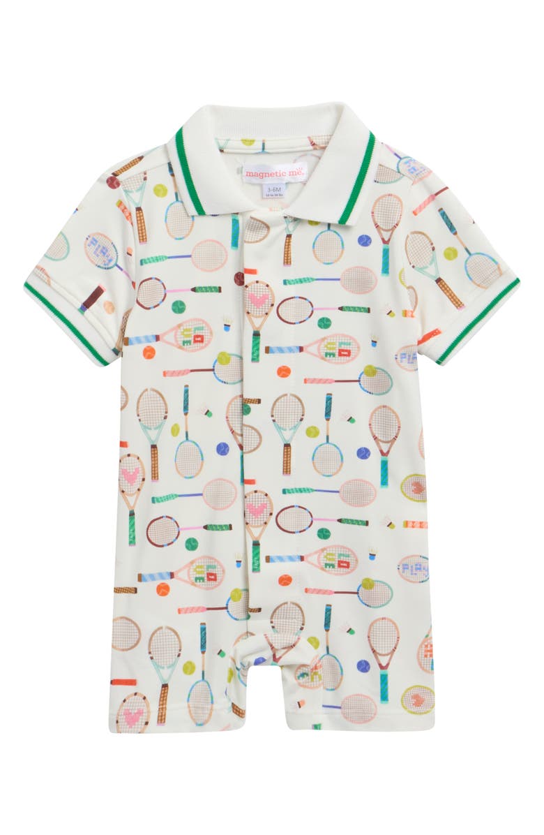 Magnetic Me Love All Magnetic Polo Romper, Main, color, Lovea