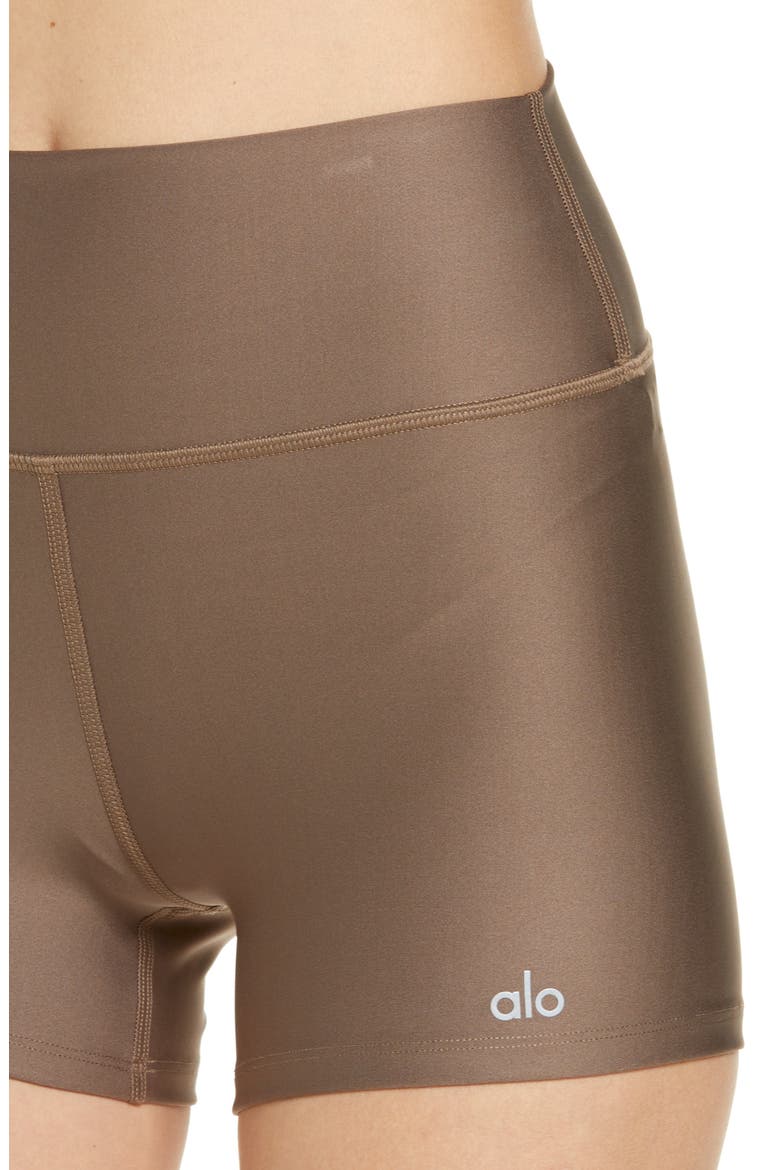 Airlift High Waist Shorts, Alternate, color, HOT COCOA