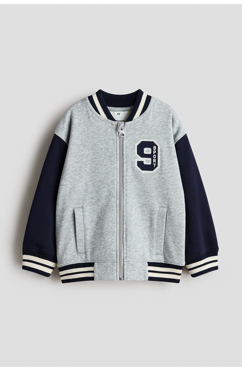 H&M Baseball Jacket, Main, color, Light Gray Melange/Sport 9