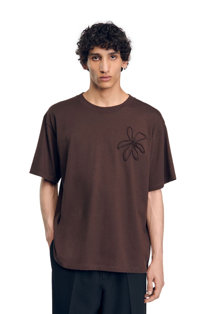SANDRO Oversized flower T-shirt, Alternate, color, 
