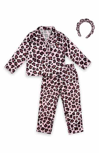 Kids' Leopard Satin Pajamas & Headband Set