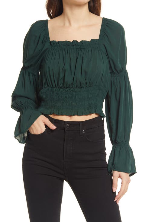 Flare Sleeve Smocked Blouse