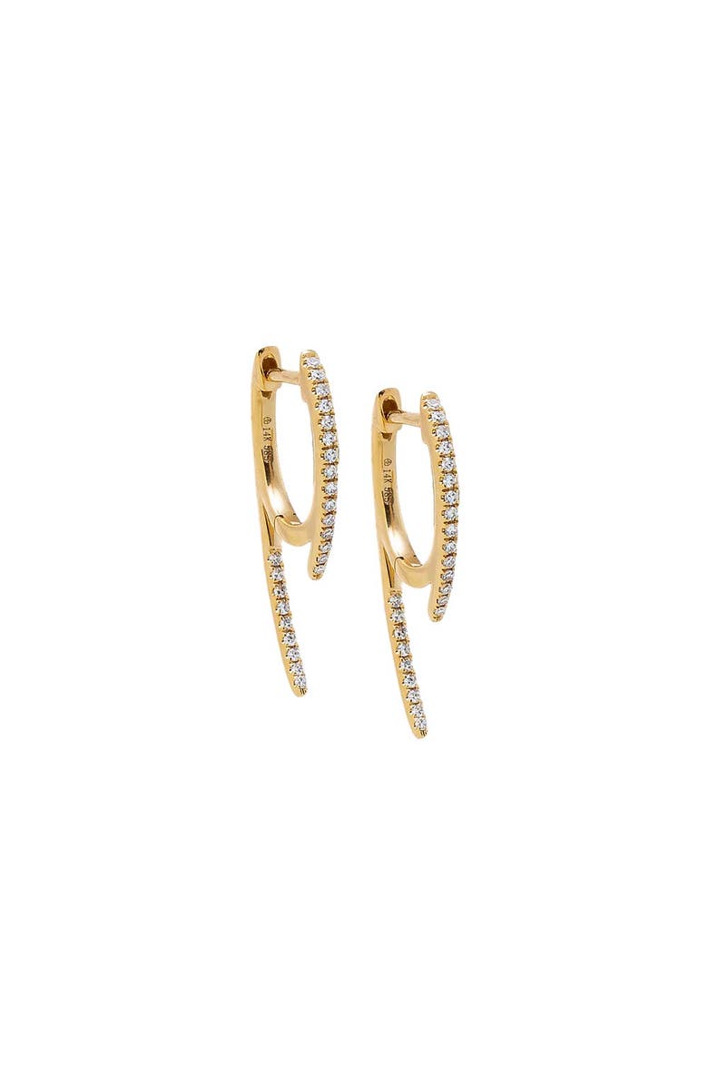 BY ADINA EDEN Diamond Curved Claw Huggie Earring 14K, Main, color, 