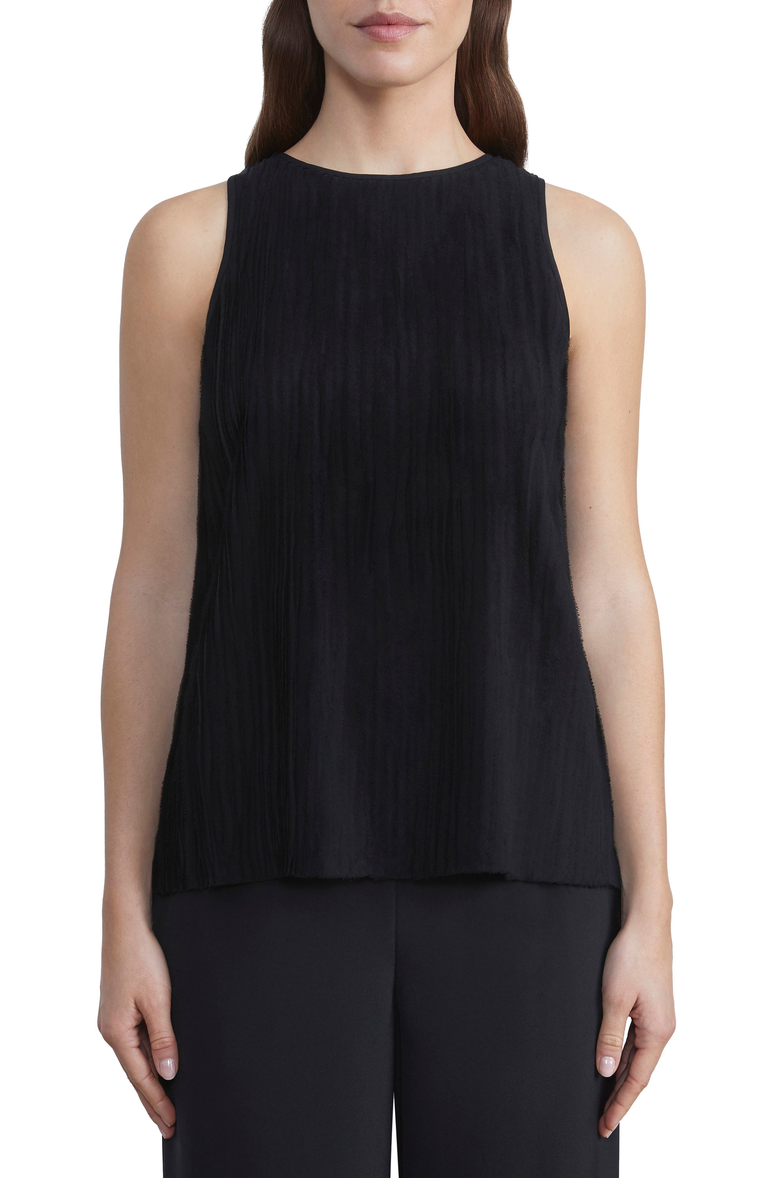 Lafayette 148 New York Pleated Racerback Silk Georgette Blouse