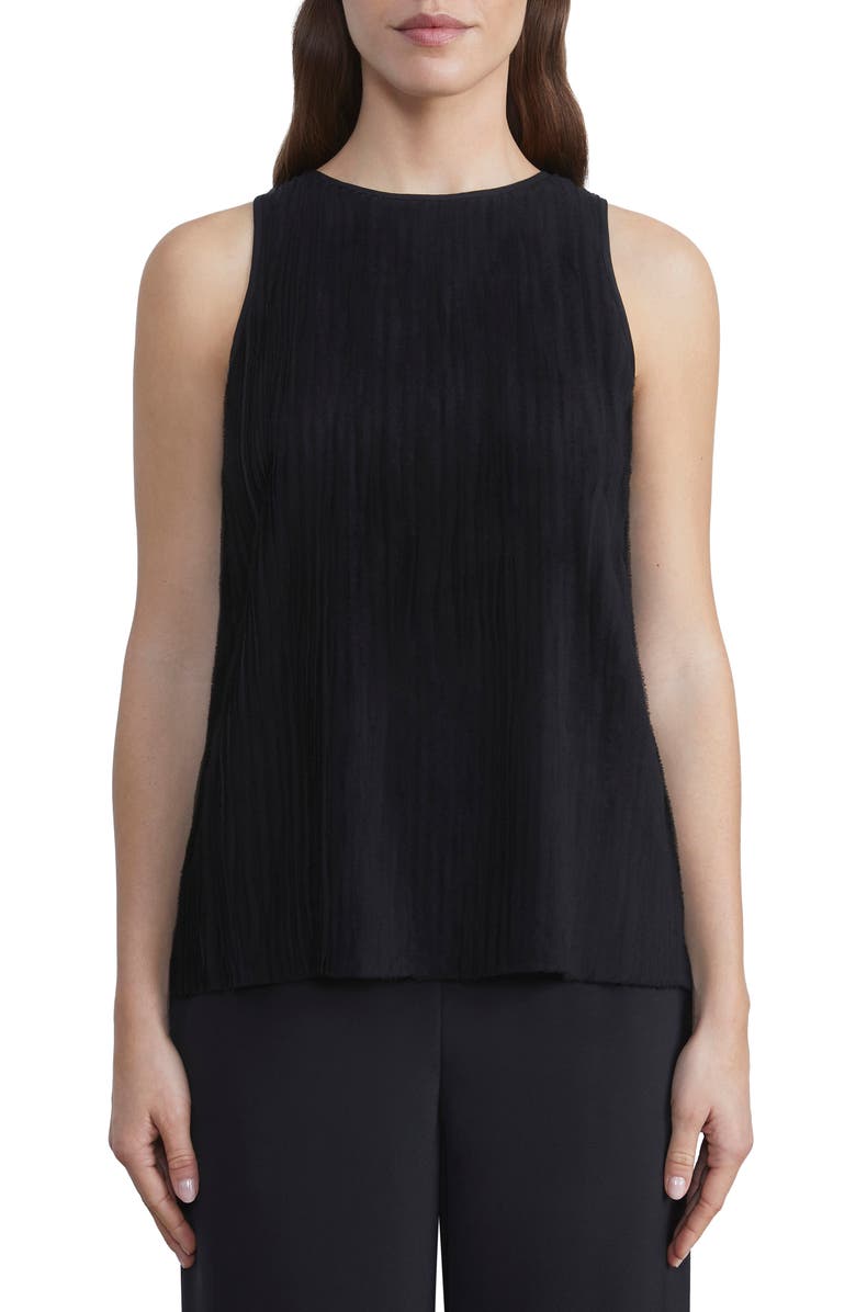 Lafayette 148 New York Pleated Racerback Silk Georgette Blouse, Main, color, Black