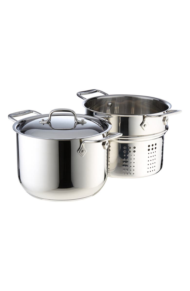 All-Clad 6-Quart Stainless Steel Pasta Pot with Perforated Insert & Lid, Main, color, 