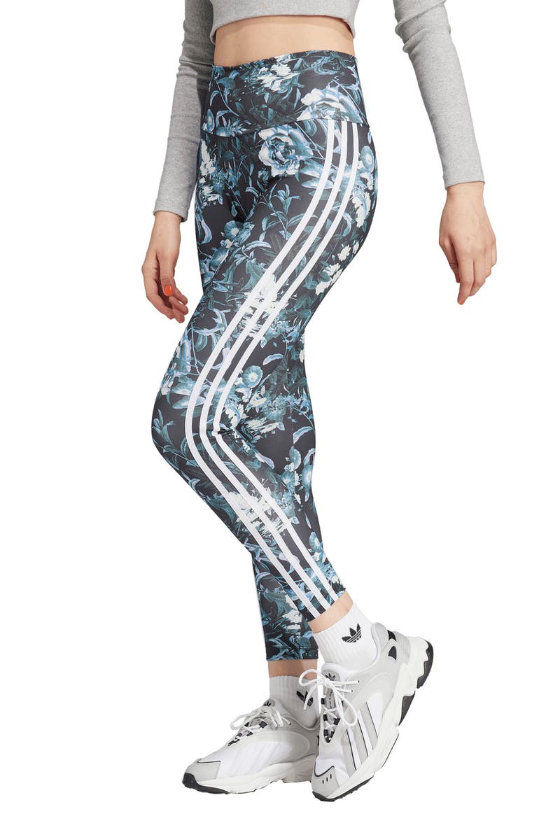 adidas Originals Floral 3-Stripes High Waist Leggings, Main, color,