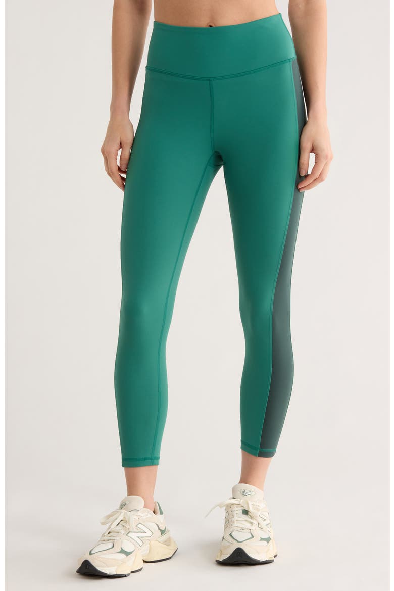 Perform Colorblock High Waist 7/8 Leggings, Main, color, GREEN HEIRLOOM-GREEN