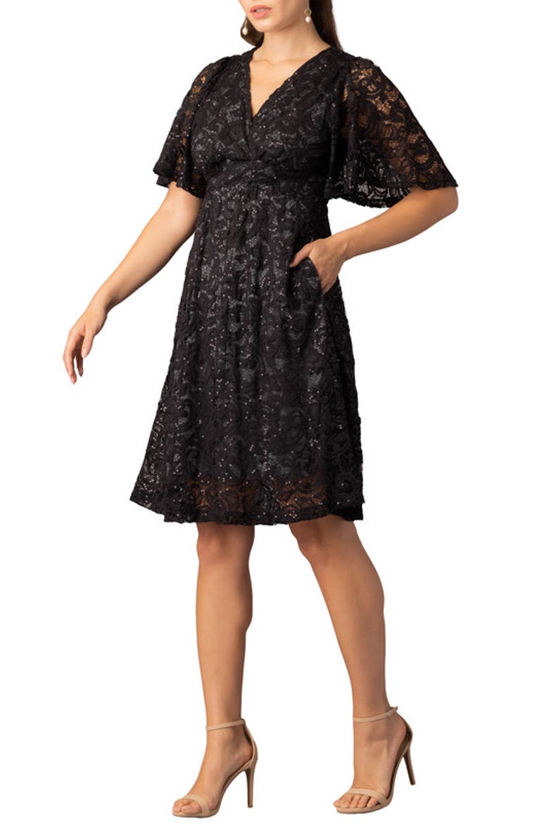 Starry Sequin Lace Cocktail Dress, Alternate, color, Storm Grey