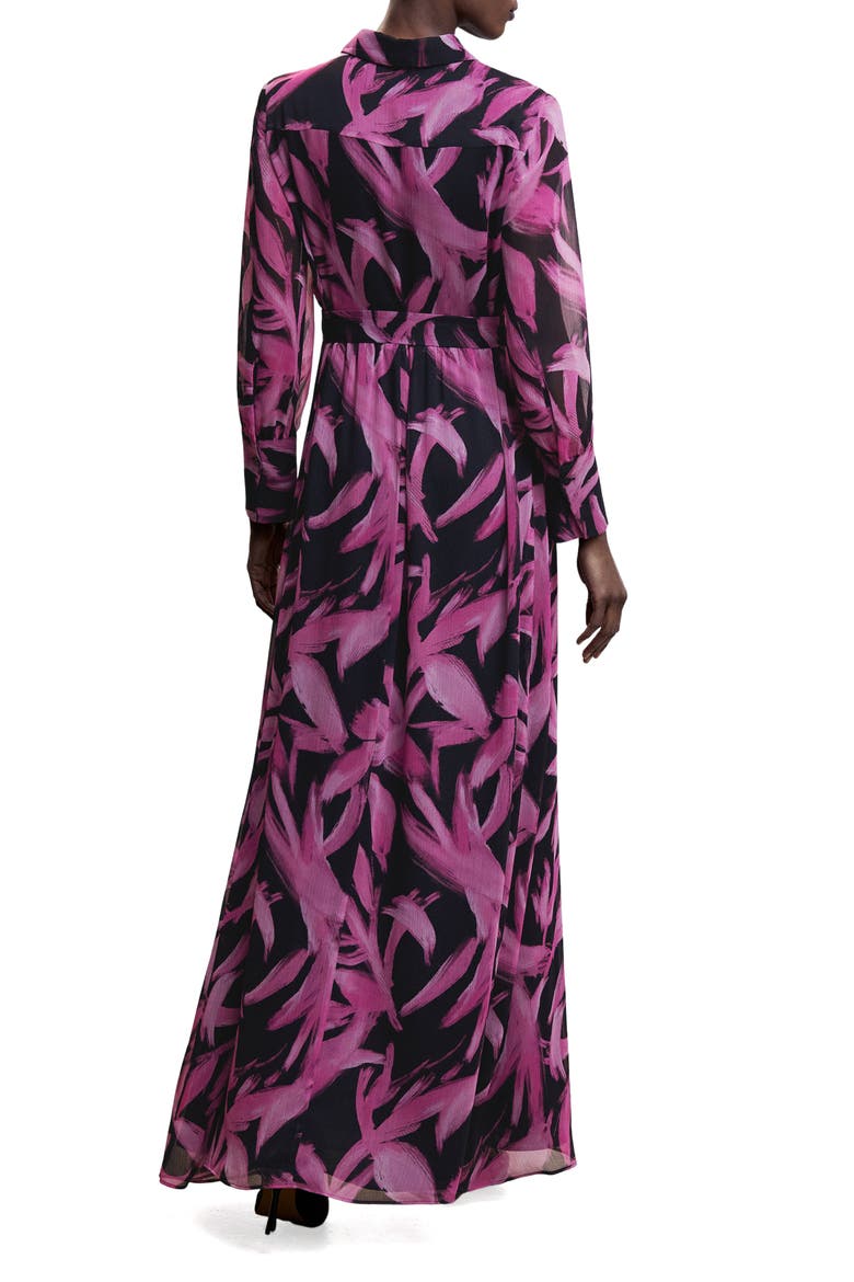 Long Sleeve Leaf Print Dress, Alternate, color, PURPLE/ BLACK