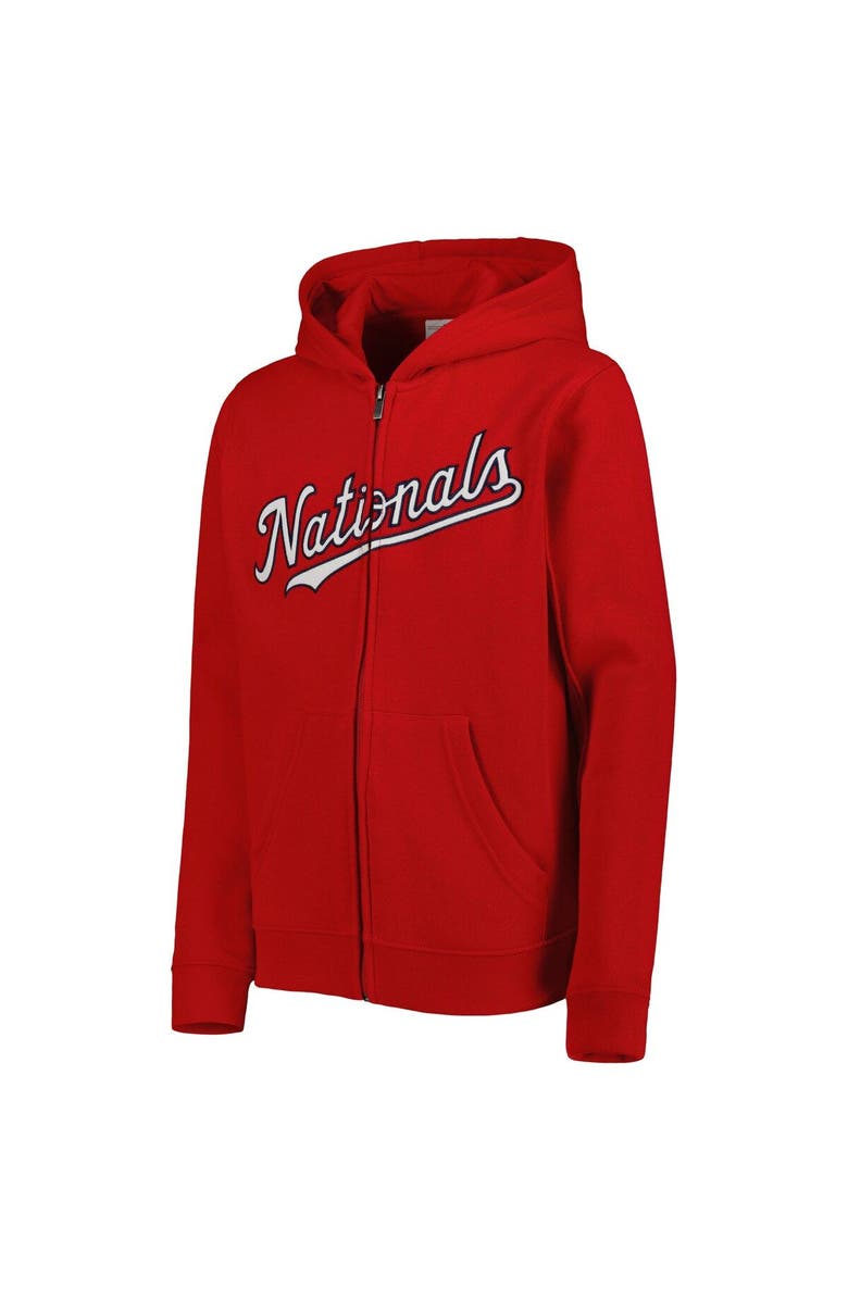 Outerstuff Youth Red Washington Nationals Wordmark Full-Zip Fleece Hoodie, Alternate, color, Red