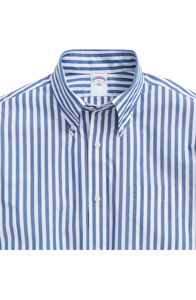Brooks Brothers Friday Regular Fit Butcher Stripe Cotton Poplin Button-Down Shirt, Alternate, color, Blue
