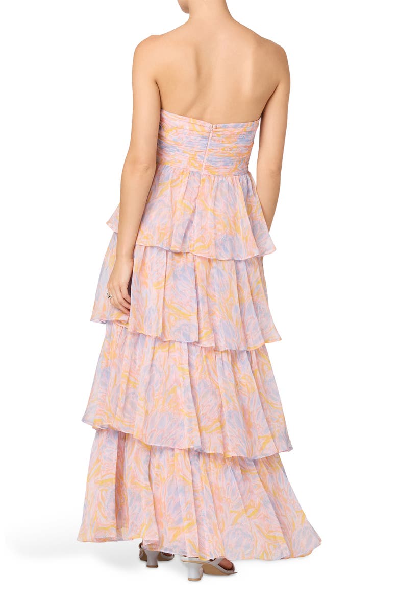 Anisha Strapless Tiered Ruffle Gown, Alternate, color, ORANGE LAVENDER PT