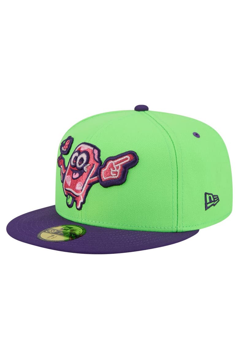 Men's New Era Neon Green Beloit Sky Carp Copa de la Diversión 59FIFTY Fitted Hat, Main, color, Neon Green